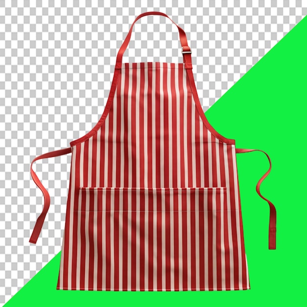 PSD red and white striped apron on transparent background