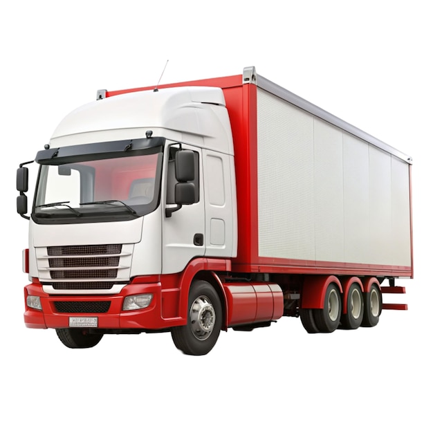 a red and white trucks bold on transparent background