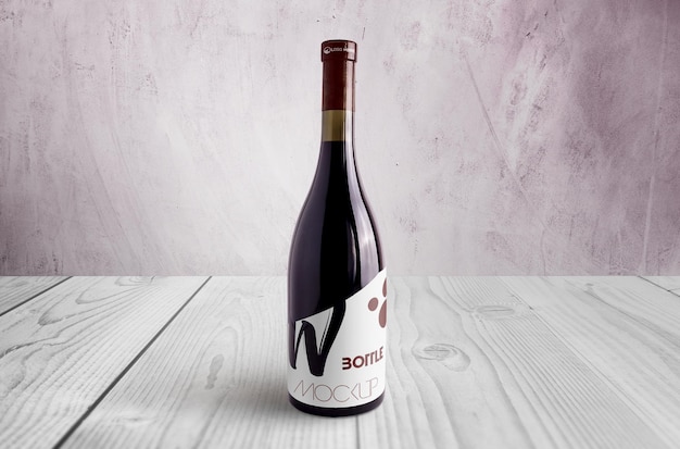 PSD red wine bottle mockup