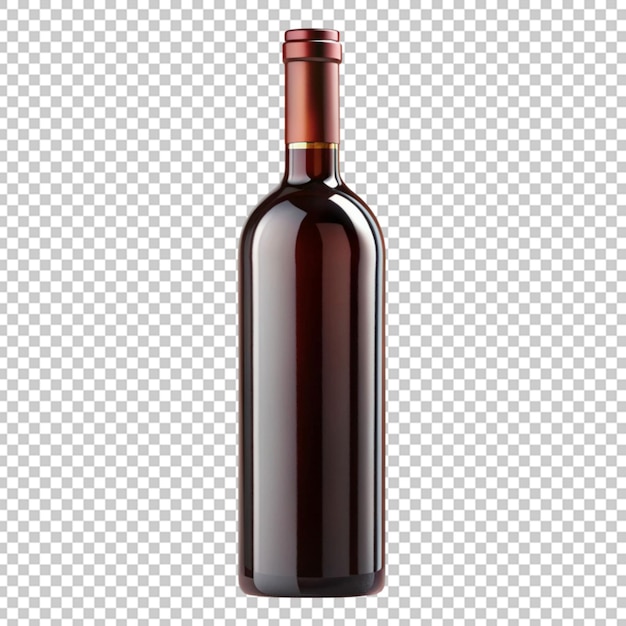 PSD red wine bottle with wine grapes isolated on transparent background