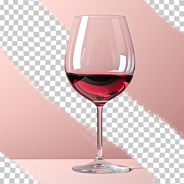 Red wine in a wine glass placed on a transparent background