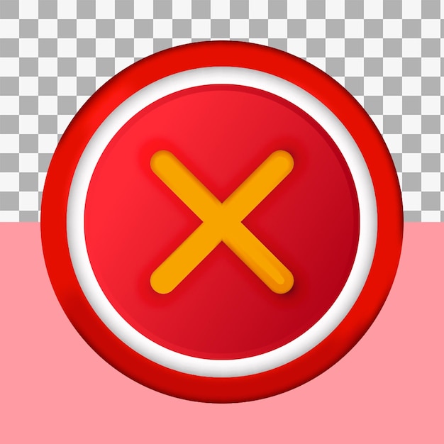 A red and yellow button with a x in the middle