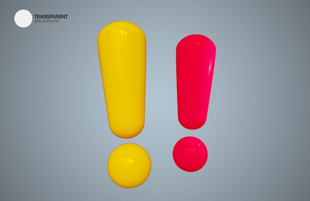 A red and yellow exclamation point and a red exclamation point.