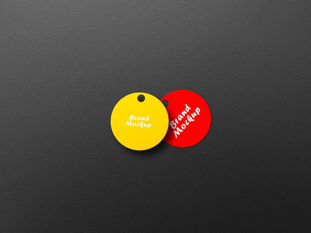 A red and yellow tag that says brand murder.