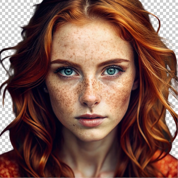 PSD redhead haired woman with freckles