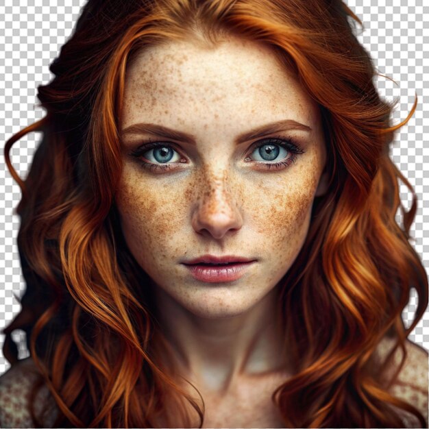 PSD redhead haired woman with freckles