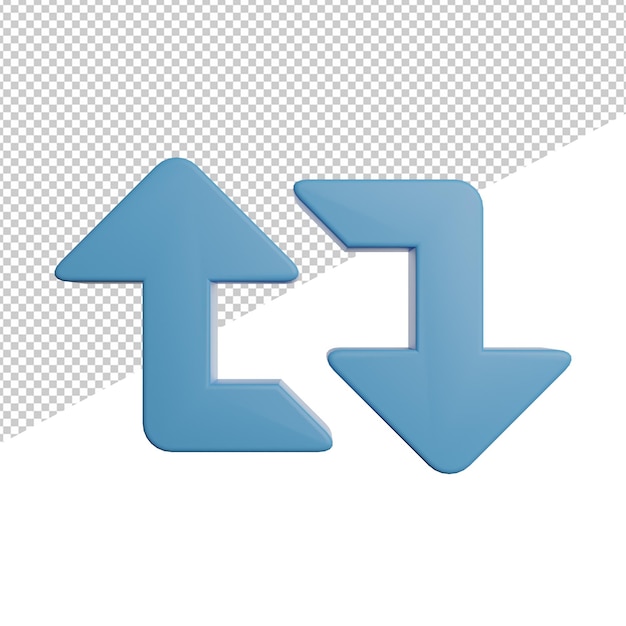 Reetweet or repost icon front view 3d illustration rendering transparent background