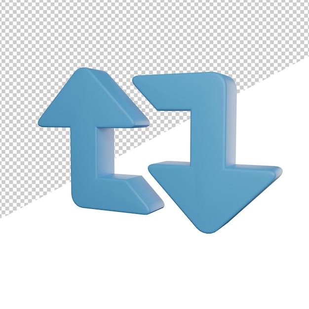 Reetweet or repost icon side view 3d illustration rendering transparent background