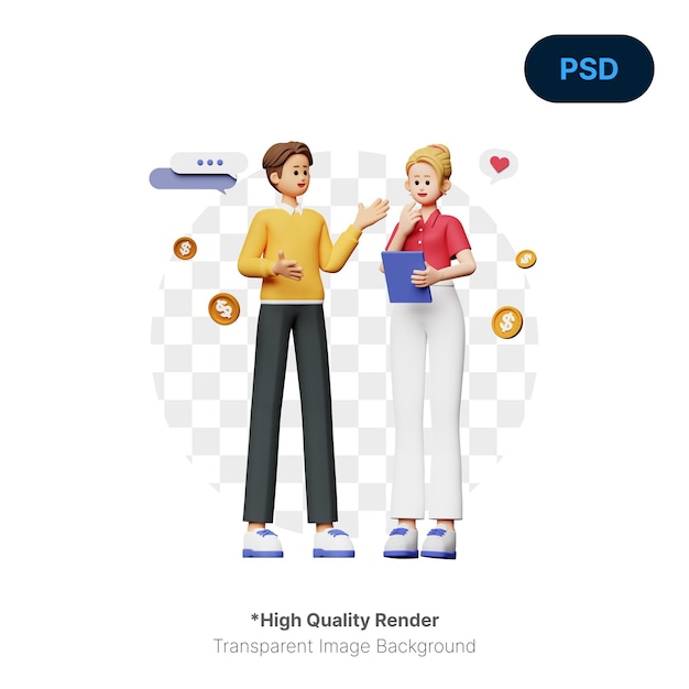 Refer To Friend 3D Illustration Premium Psd