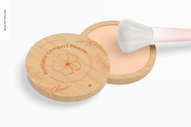 Refillable Compact Powder with Brush Mockup