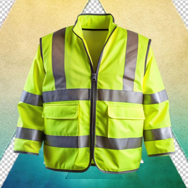 PSD reflective car safety vest isolated on transparent background