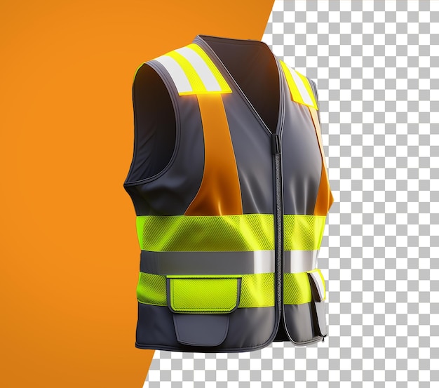 PSD a reflective vest with a yellow stripe.