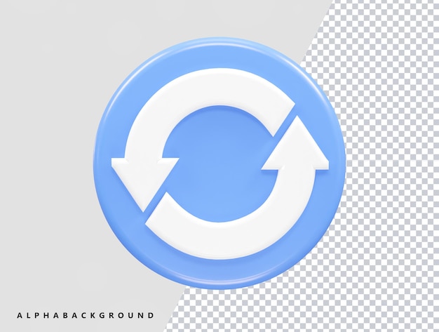 Refresh icon 3d rendering vector element