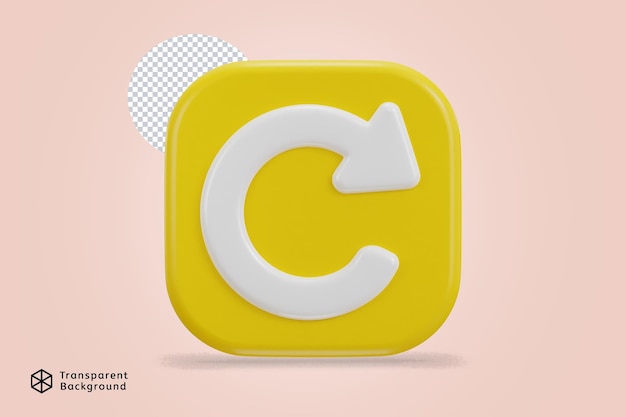 refresh icon with yellow button icon 3d render vector illustration