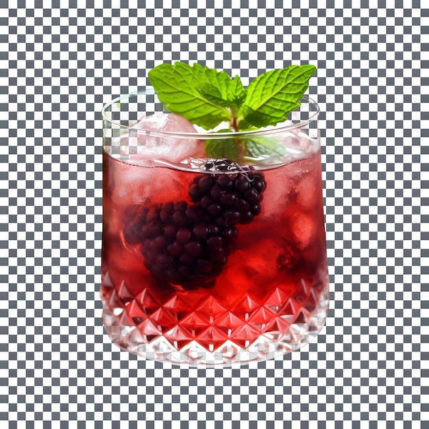 Refreshing blackberry cocktail glass isolated on transparent background