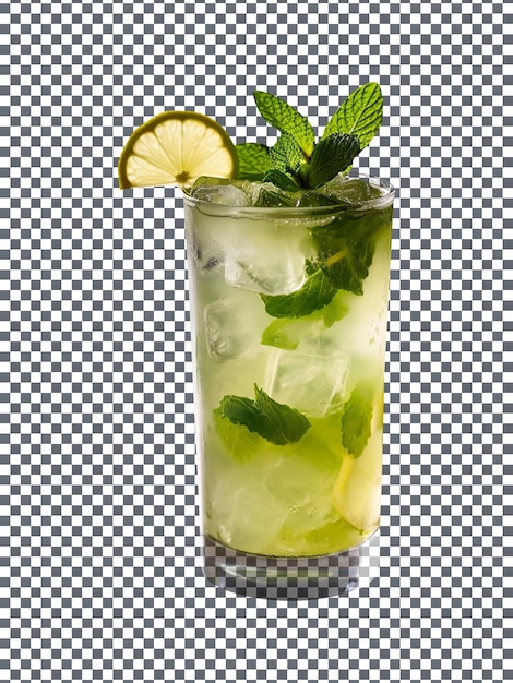 PSD refreshing ginger lemonade glass isolated on transparent background