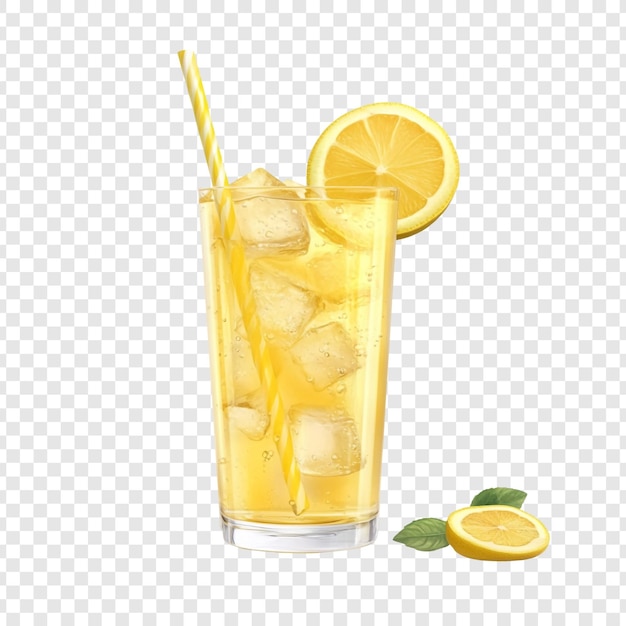 PSD refreshing glass of lemonade with ice cubes