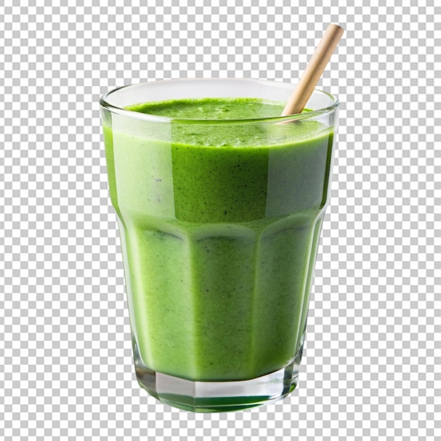 PSD refreshing green detox smoothie glass isolated on transparent background