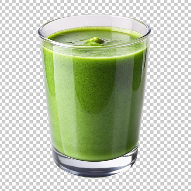 PSD refreshing green detox smoothie glass isolated on transparent background