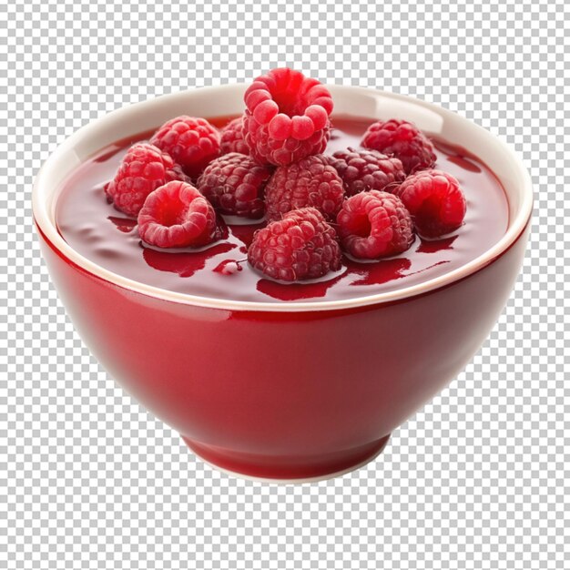 PSD refreshing raspberry yogurt parfait with fresh mint leaves served in a glass bowl food photograph