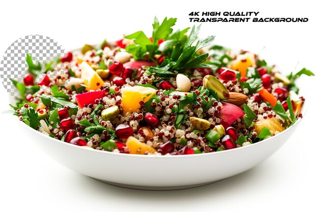 A refreshing salad featuring quinoa and pomegranate on transparent background