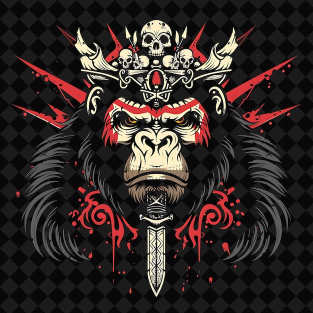 PSD regal gorilla warlord portrait with a greatsword in a domina illustration animal warrior character