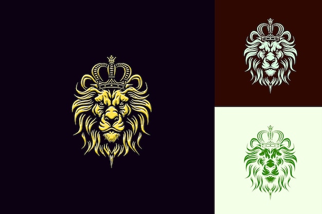 Regal Lion Animal Mascot Logo With Kings Crown and Scepter D Cute Abstract Vector Designs