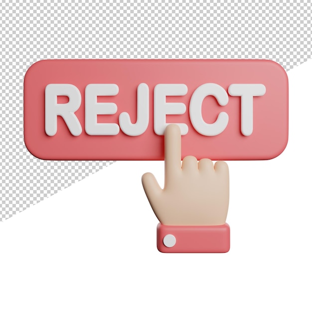 Reject Confirmation Decision front view 3d rendering icon illustration on transparent background