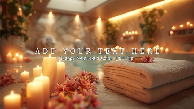 PSD relaxing spa atmosphere with candles and towels