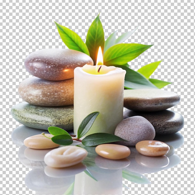 PSD relaxing spa candle and stones arranged