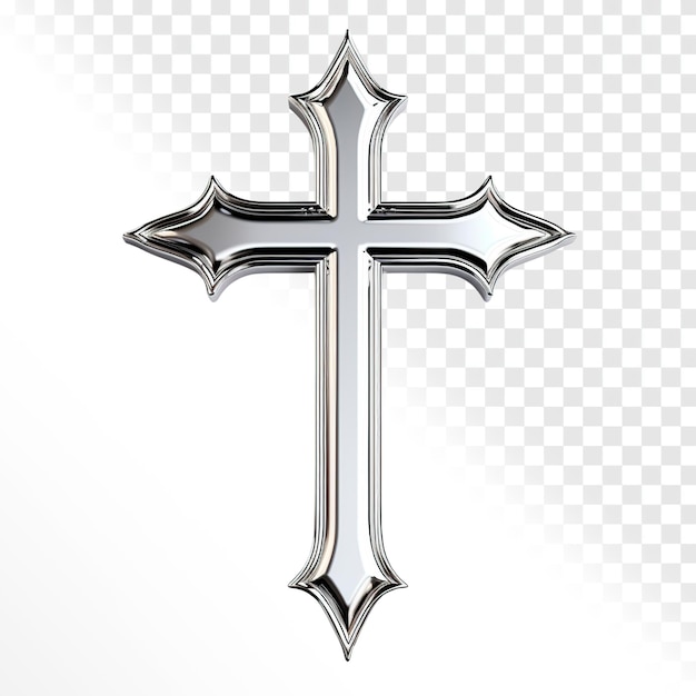 religious silver cross on a transparent background