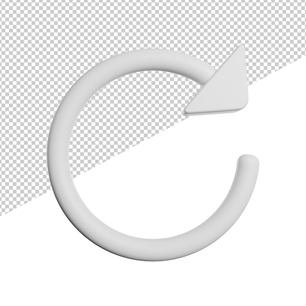 Reload refresh sign side view 3d icon rendering illustration on transparent background