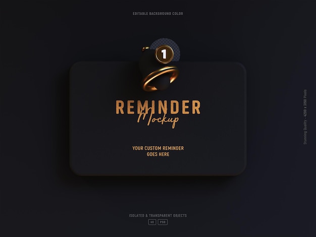 Reminder notification interface mockup isolated objects