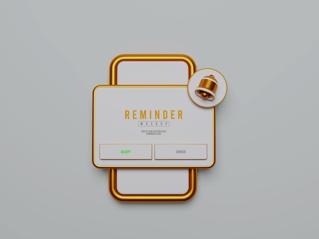 Reminder notification interface mockup isolated objects