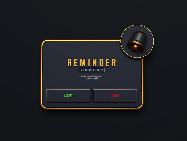 Reminder notification interface mockup isolated objects