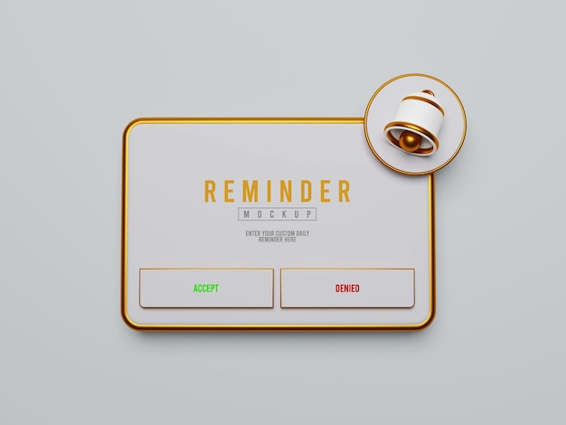 Reminder notification interface mockup isolated objects