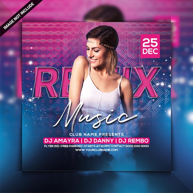 remix music dj party flyer template