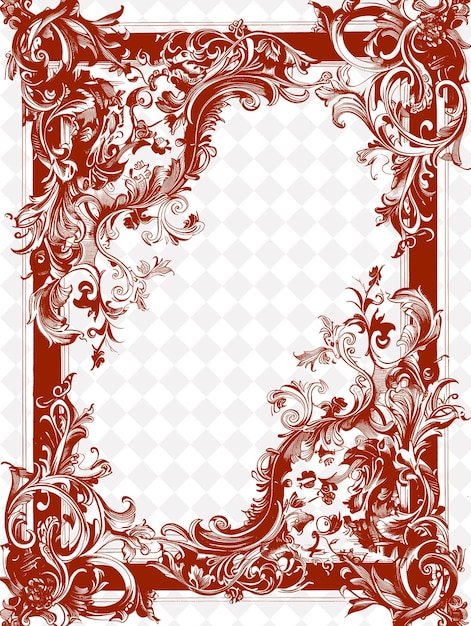 Renaissance Frame Border With Classical Motifs and Scrolling Creative PNG Abstract Designs