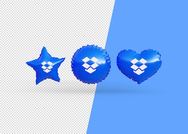 Render dropbox icon balloons isolated 