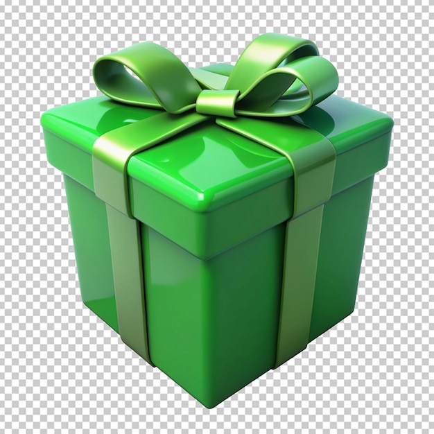 render of green gift box with a ribbon bow isolate