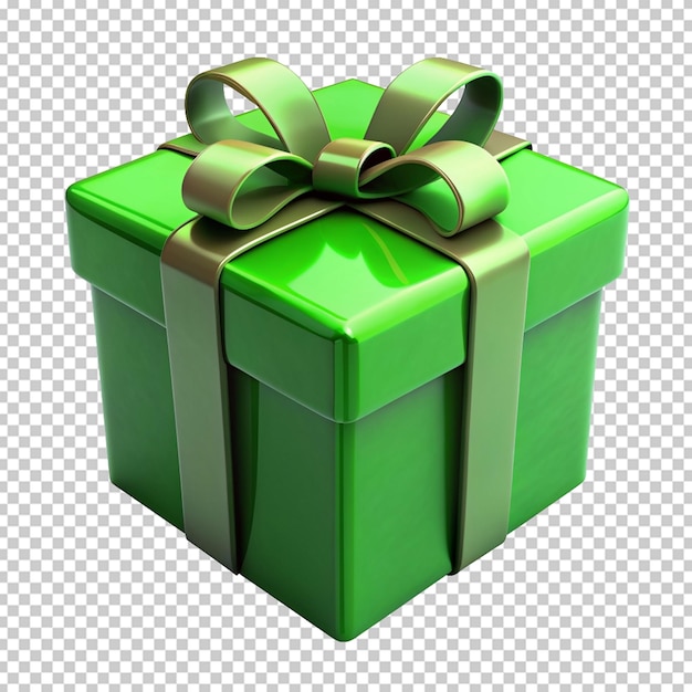 render of green gift box with a ribbon bow isolate