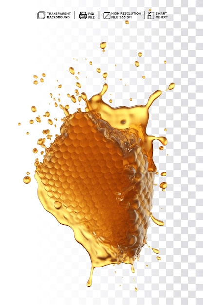 render Honeycomb with honey and honey on a transparent background