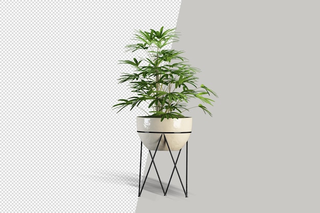 Render of isolated plant in metal pot