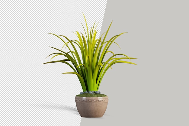 Render of isolated plant in metal pot