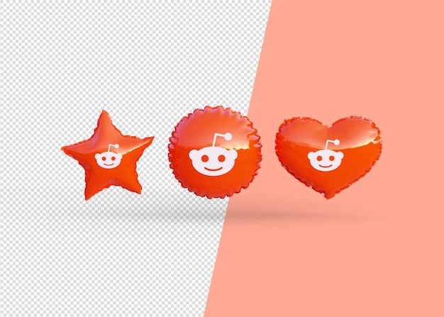 Render reddit icon balloons isolated 