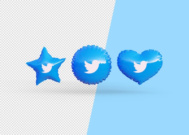 Render Twitter icon balloons isolated 