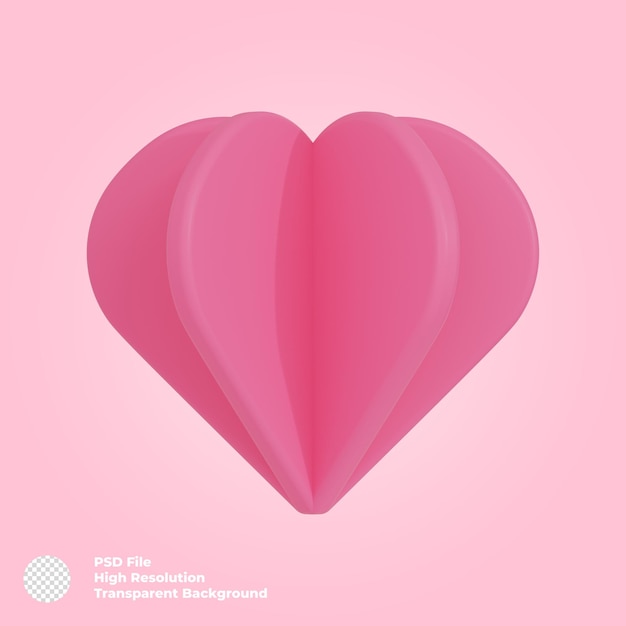 rendering 3d of origami paper style heart shape