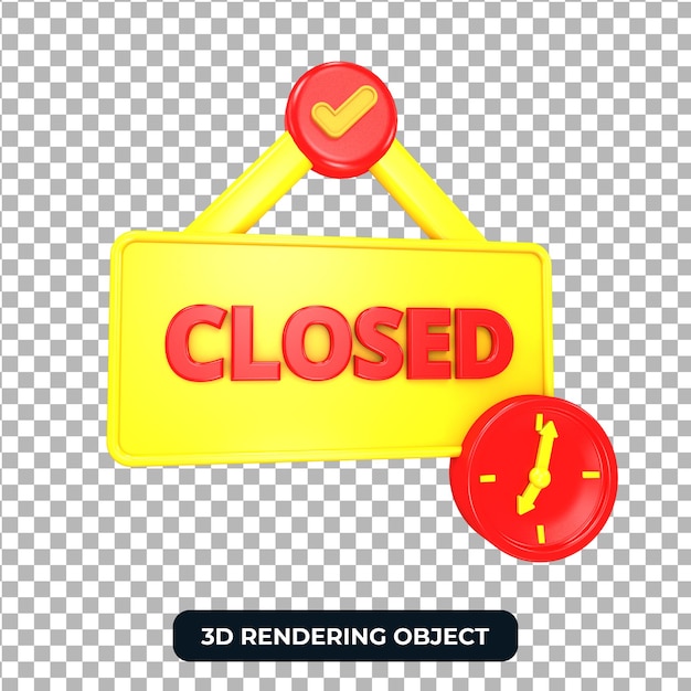 Rendering Closed hours 3d object transparent background