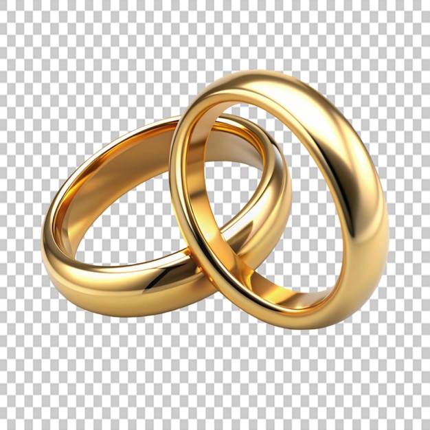 PSD rendering illustration of two wedding rings on transparent background