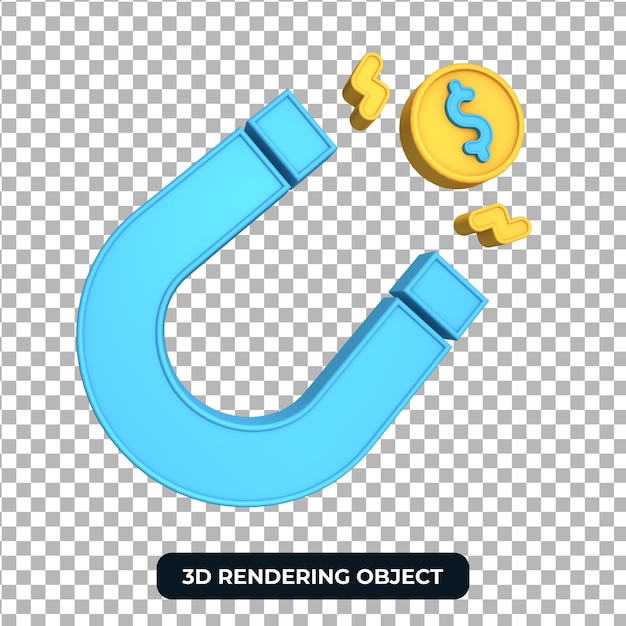 Rendering money Magnet 3d object transparent background